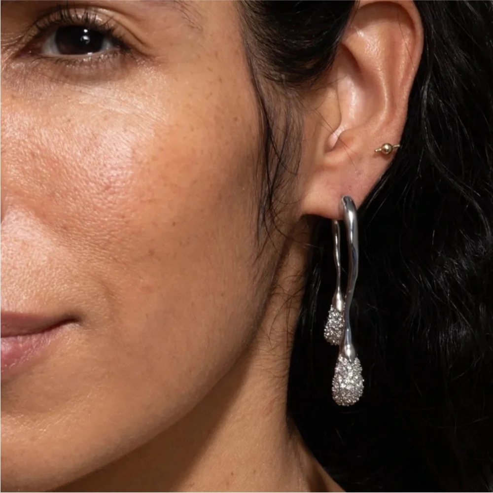 ALEXIS BITTAR • Solanales Crystal Front Back Double Drop Earrings - Silver - Picture 10 of 14